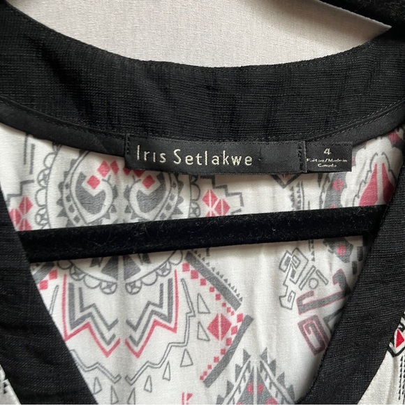Iris Setlakwe Women's Patterned Top Short Sleeve Shirt Sz 4 - Picture 3 of 6